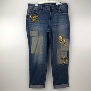 Chicos Platinum Boyfriend Patchwork Jeans